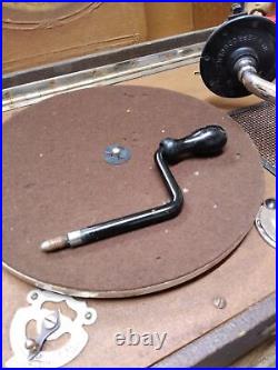 Vtg Antique Sonora Hand Crank Record Player Portable Victrola Phonograph 15x12