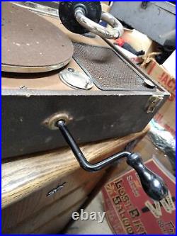 Vtg Antique Sonora Hand Crank Record Player Portable Victrola Phonograph 15x12