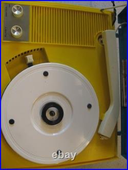 Vtg Arvin Solid State Psychedelic Blue & Yellow Phonograph Record Player ASIS