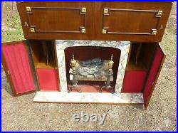 Vtg Mid Century Lion Prinz Console Stereo Record Player Fireplace Bar Working