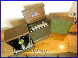 Vtg Retro Zenith Y587 1960s Portable Turntable Record Player Radio Swing Speaker