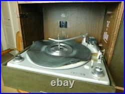 Vtg Retro Zenith Y587 1960s Portable Turntable Record Player Radio Swing Speaker