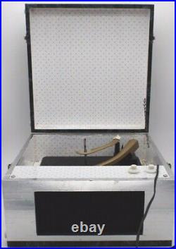 Vtg Suitcase Phonograph Turntable Record Player Portable 4 Speed Auto Heavy Mono