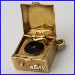 WALTER LAMPL 14K Gold RECORD PLAYER Charm OPENS! Vintage RARE