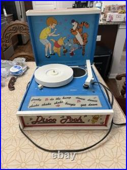 WINNIE THE POO RECORD PLAYER DISCO POO LIGHTS UP FROM SEARS 60's-70's Works