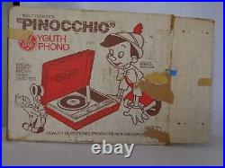 Walt Disney's Pinocchio Phonograph with Built-In Carrying Case Record Player