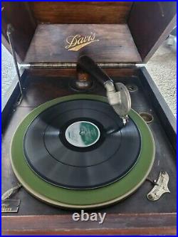 Wind Up DAVIS Phonograph, Talking Machine, Record Player ANTIQUE