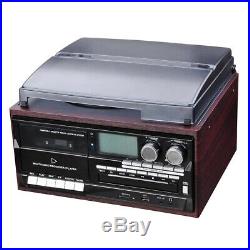 Wireless Stereo Record Player System Vintage Turntable AM/FM CD Cassette
