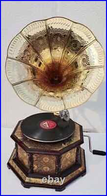 Wooden HMV Record Music Player Gramophone Vintage Working Wind Up Phonograph