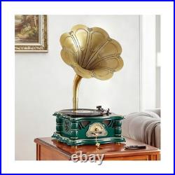 Wooden Vintage Gramophone Record Player, Retro Phonograph Record Players, 3 S