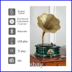 Wooden Vintage Gramophone Record Player, Retro Phonograph Record Players, 3 S
