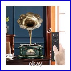 Wooden Vintage Gramophone Record Player, Retro Phonograph Record Players, 3 S