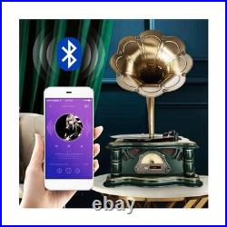 Wooden Vintage Gramophone Record Player, Retro Phonograph Record Players, 3 S