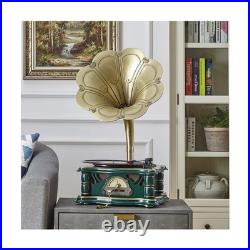 Wooden Vintage Gramophone Record Player, Retro Phonograph Record Players, 3 S