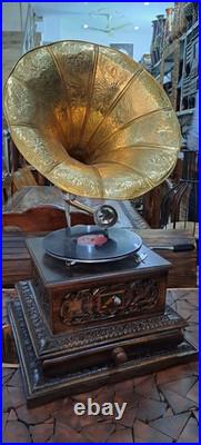 Working Antique win-up record player Vinayl Recorder HMV Gramophone Phonograph