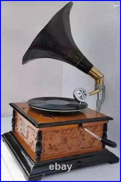 Working Vintage Gramophone Wind-Up Phonograph Record Player Fully Functional